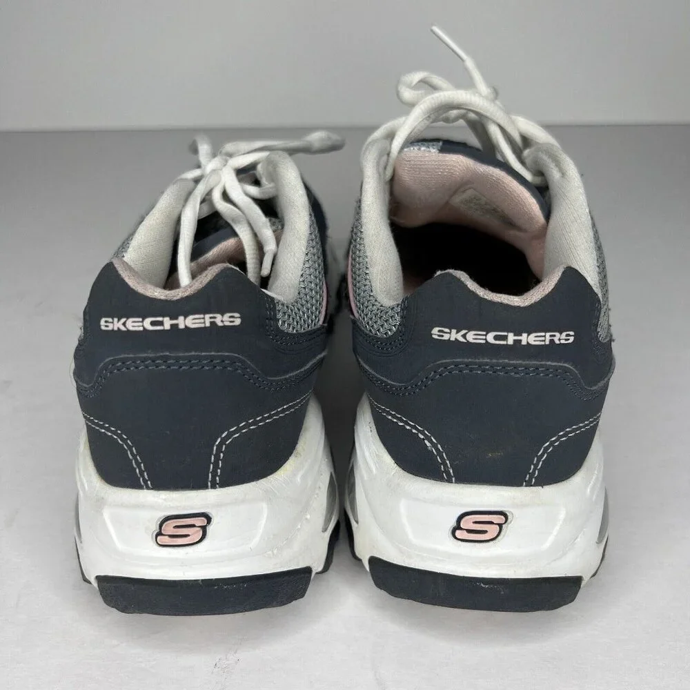 Skechers D'lites Sport Walking Sneaker Womens Size 10 Blue Suede-Look Shoes